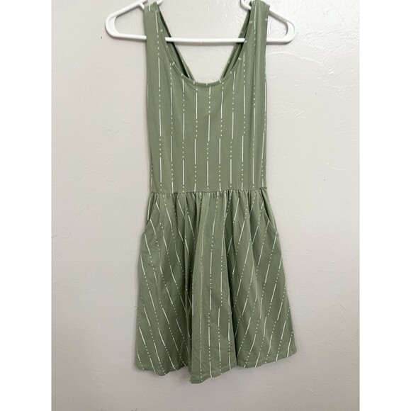 Elegantees XS Women's Dress 95% Organic Cotton Sage Green A-Line Made In Nepal - Picture 2 of 6